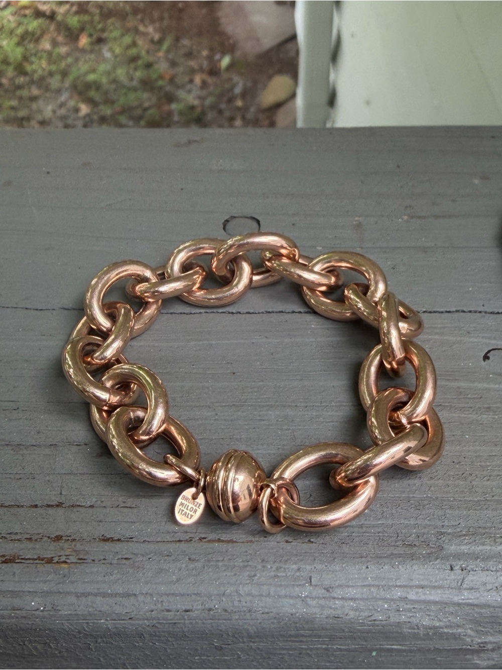 Vintage Bronze Milor Italy Rose Gold Chunky Link Bracelet